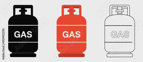 Gas cylinder vector collection, LPG gas tank silhouettes, icon set for apps, logos, web interfaces, UX, UI, and digital design projects.
