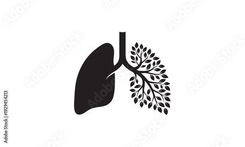 Human Lungs with Tree Branches and Leaves Concept Vector Illustration