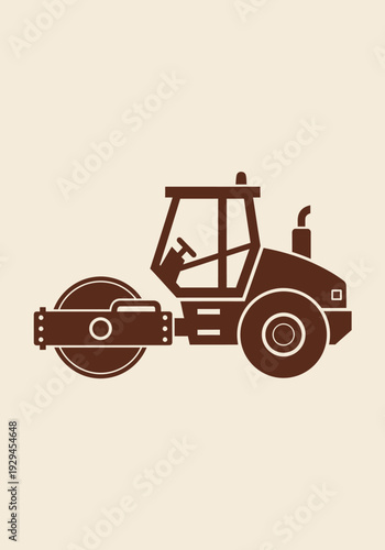 Illustration of a Brown Road Roller Machine.