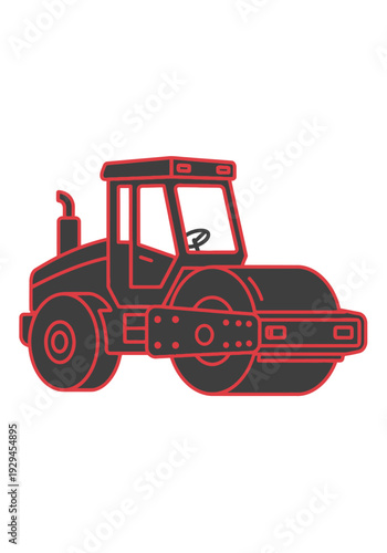 Illustration of a heavy-duty road roller machine.