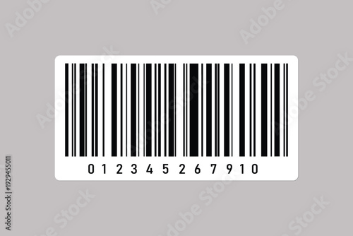 Black and white barcode icon on gray background