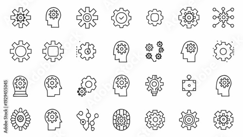 Innovative gear icons for business and technology concepts