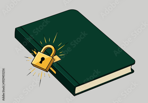 Locked Book Symbolizing Secret Knowledge and Restricted Information.