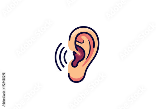 Illustration of a human ear receiving sound waves.