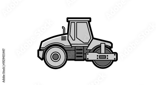 Illustration of a Modern Road Roller Machine.