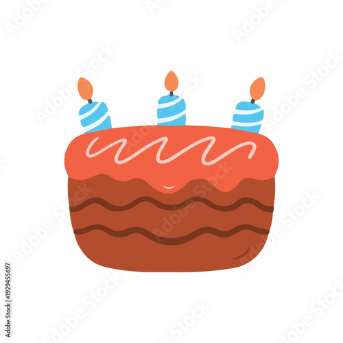 Chocolate Birthday Cake with Three Blue Candles