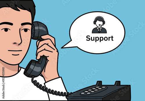 Man on the phone seeking support services.