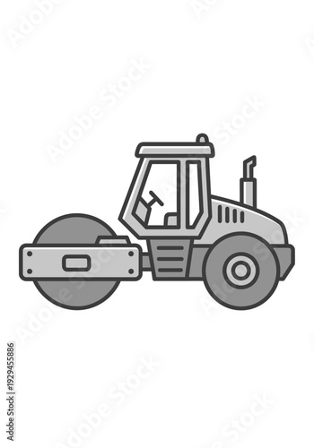 Illustration of a Road Roller Machine for Construction.