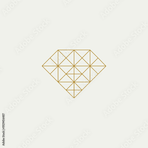 Diamond shape outline logo icon for fashion, art jewelry, luxury goods, clothing and accessories related businesses.