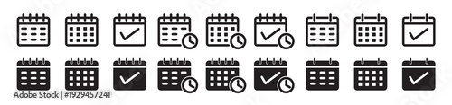 Wall calendar icons in outline and fill. vector illustration for ui.