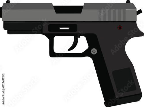 Tactic Pistol Glock Gun Vector Illustration.