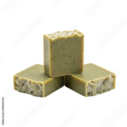 Three bars of green artisanal soap