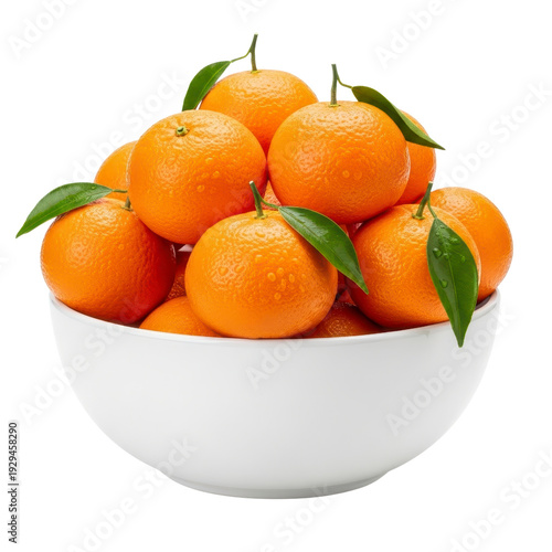 Bowl of fresh tangerines with leaves