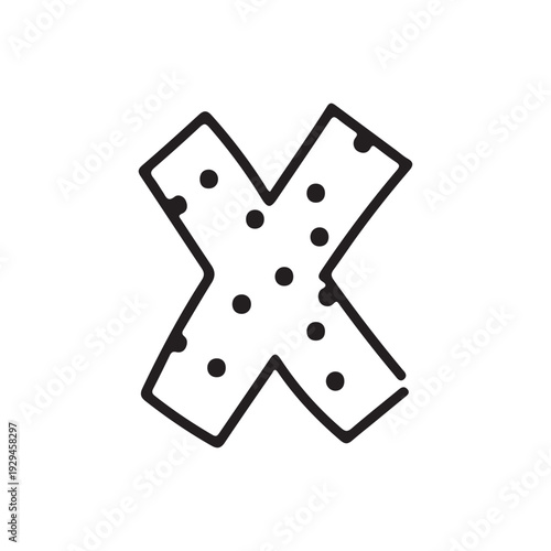 Hand Drawn Polka Dot Letter X Doodle