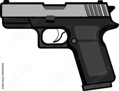 Tactic Pistol Glock Gun Vector Illustration.