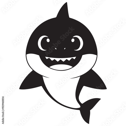 Cute Smiling Cartoon Shark Character Illustration