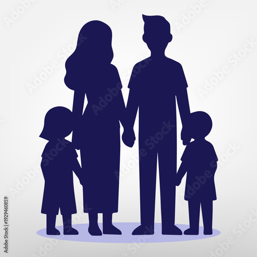 United family silhouette holding hands illustration vector symbol on grey background