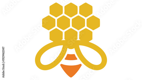 Minimalist honeycomb beehive with bee and honeycomb comb vector icon