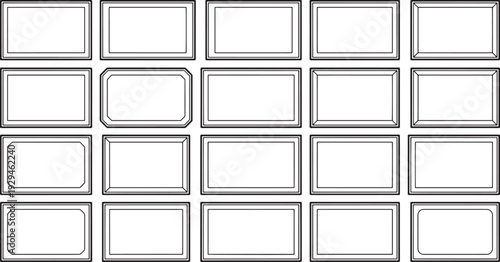 A collection of varied rectangular frames in a grid, ideal for text, design elements, and image insertion, on a backdrop.
