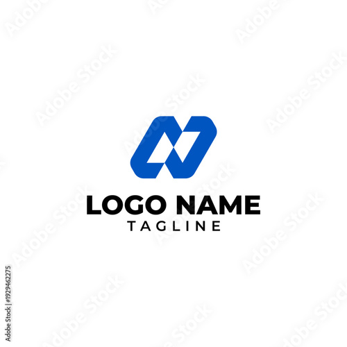 Modern Abstract Blue Letter N Logo Design