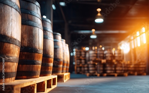 Wallpaper Mural Atmospheric Indoor View of Wooden Barrels in a Rum Warehouse Setting Torontodigital.ca