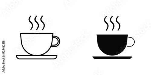 Cup of coffee icon in doodles flat and line stroke pack