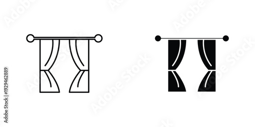 Curtain icon in doodles flat and line stroke pack