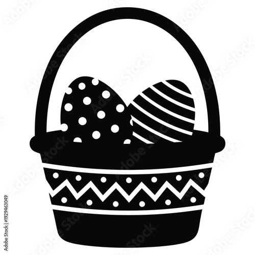 Decorative Easter basket with patterned eggs