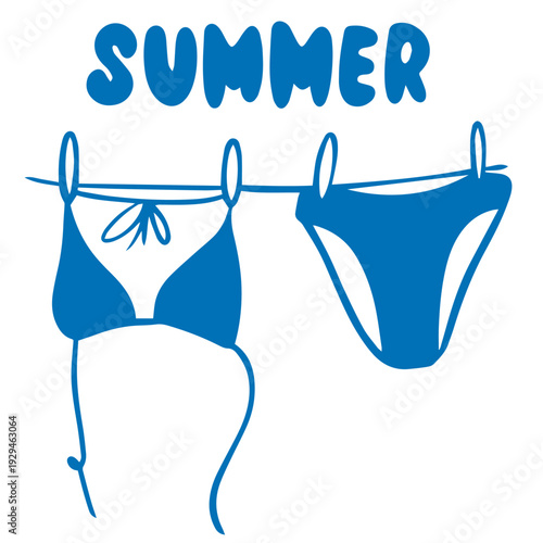 Summer swimwear bikini doodle beach illustration
