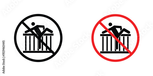 Do not climb sign in doodles flat and line stroke pack