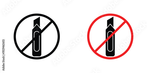 Do not cut sign in doodles flat and line stroke pack