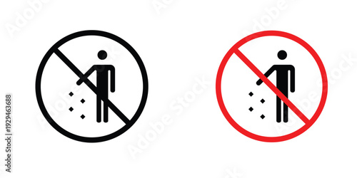 Do not litter sign in doodles flat and line stroke pack