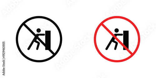 Do not push sign in doodles flat and line stroke pack