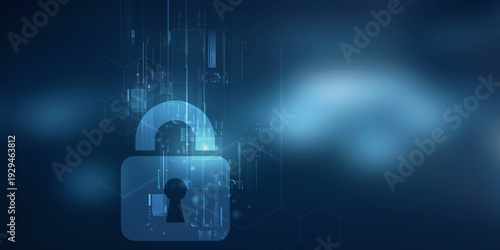 2d illustration Safety concept: Closed Padlock on digital background
