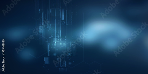 2d illustration Abstract futuristic electronic circuit technology background
