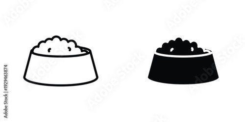 Dog feeding icon in doodles flat and line stroke pack