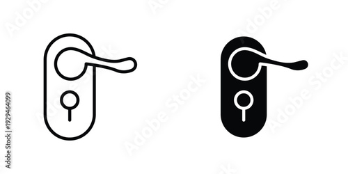 Door handle icon in doodles flat and line stroke pack