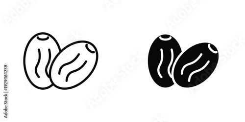 Dry fruit icon in doodles flat and line stroke pack