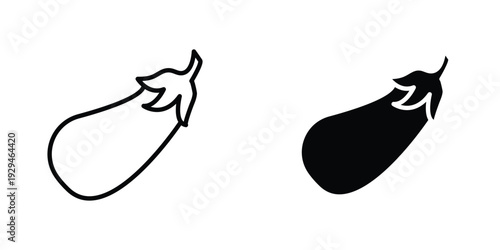 Eggplant icon in doodles flat and line stroke pack