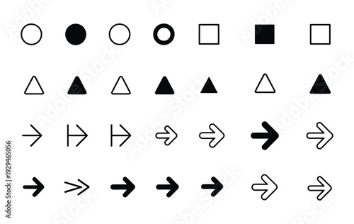 Arrow Bullet Icon vector illustration, bullet list symbols for PowerPoint presentations, arrow point collection, presentation and infographic design elements.