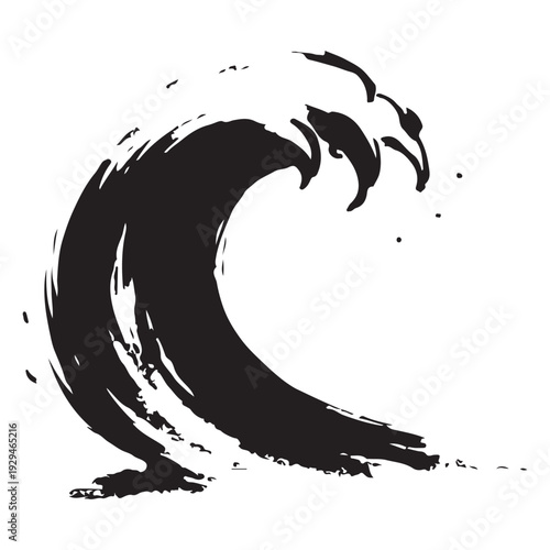 Black Brush Stroke Wave Design Abstract Ink Splash Hand Drawn