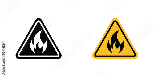 Fire warning sign in doodles flat and line stroke pack