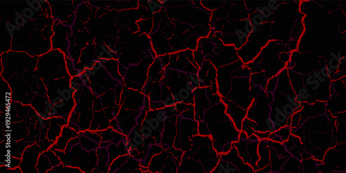 striking red and black cracked texture background, resembling molten lava or fractured earth. The glowing cracks create a dramatic and intense visual effect.eps10