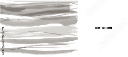 ベクター素材：モノクロの筆文字風掠れ線セット、和モダンな手描きブラシストローク、抽象的な墨の背景