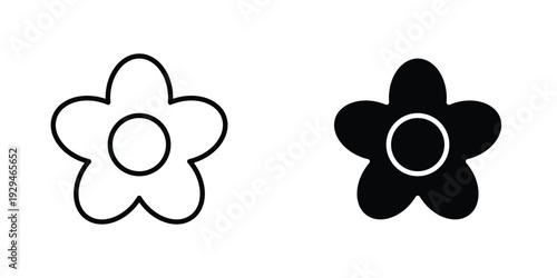 Flower icon in doodles flat and line stroke pack