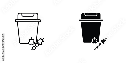 Food waste icon in doodles flat and line stroke pack
