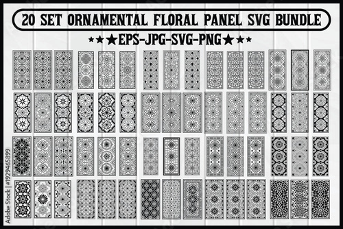 Collection of 20 ornamental floral designs in vector format for digital art projects Vector