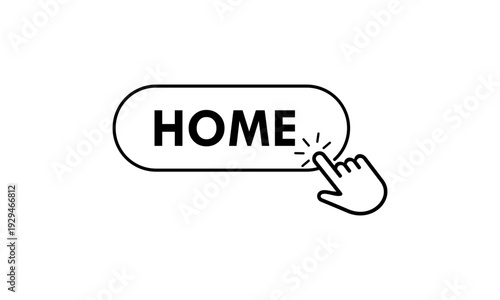 Minimalist vector logo set of interactive interface buttons. Featuring navigation icons like home with a clean hand pointer clicking design for web and apps.