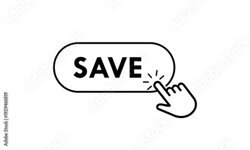 Minimalist vector logo set of interactive interface buttons. Featuring navigation icons like save with a clean hand pointer clicking design for web and apps.