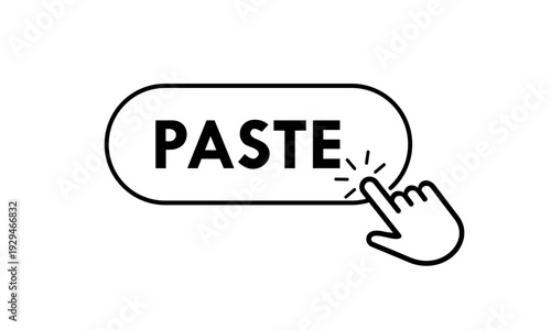 Minimalist vector logo set of interactive interface buttons. Featuring navigation icons like File paste with a clean hand pointer clicking design for web and apps.